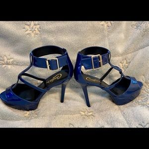 Candies 8 Cazuben Cobalt Blue Heels Worn 2x